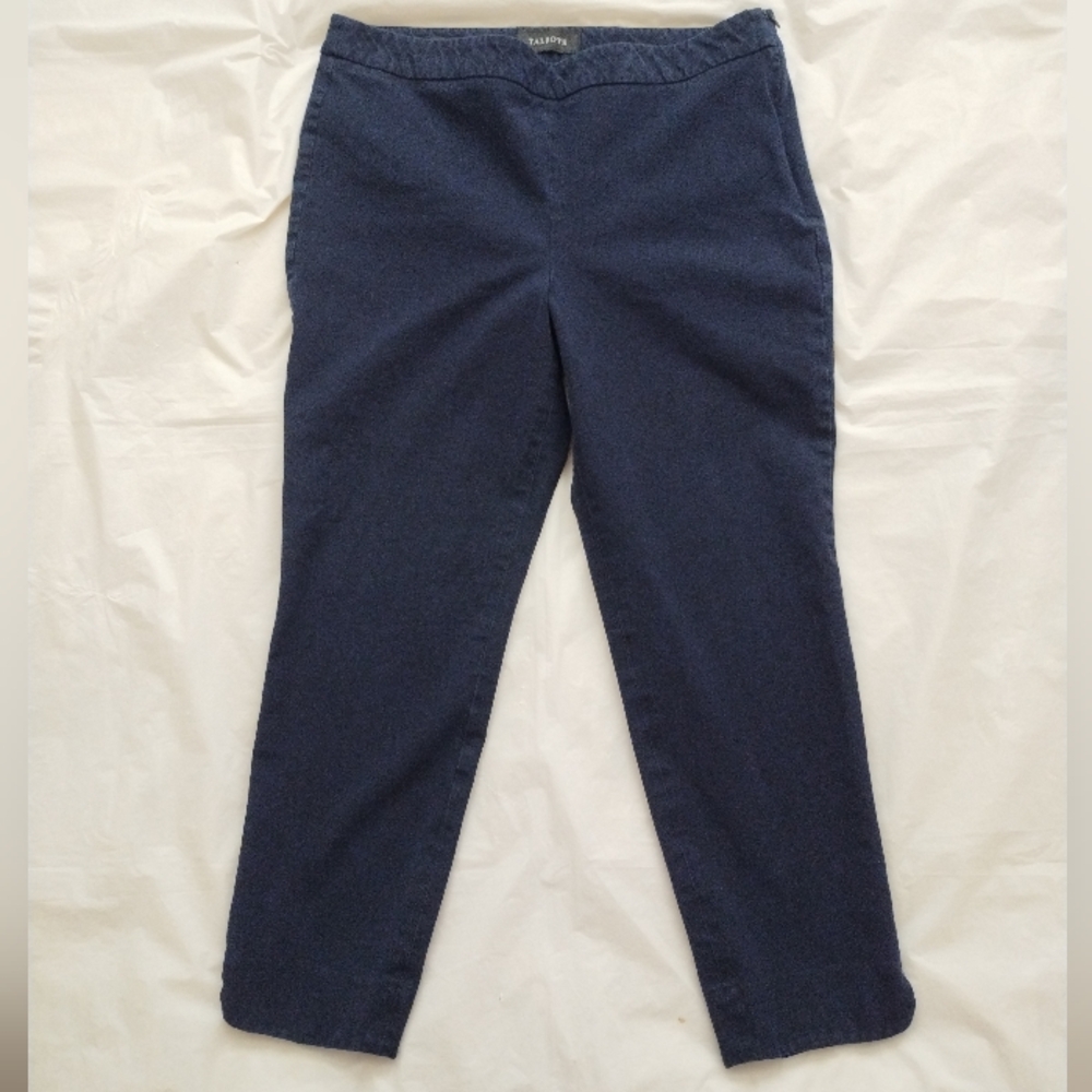 Talbots Chatham Cropped Side Zip Ankle Pants size 10P Navy Blue